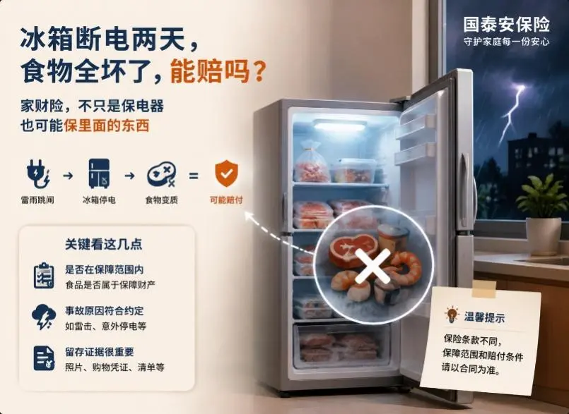 冰箱没坏,里面3000元冷冻食品全坏了,家财险能不能赔这种“小损失”?(图1) 冰箱没坏,里面3000元冷冻食品全坏了,家财险能不能赔这种“小损失”?(图1)