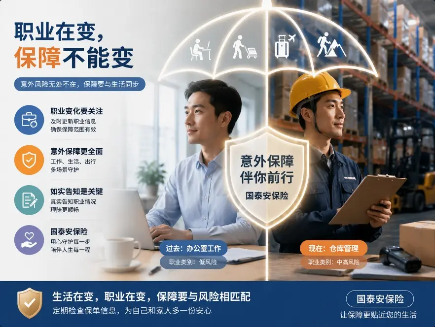 买了意外险却没注意职业变化:换工作以后,保障范围会受到影响吗?(图1) 买了意外险却没注意职业变化:换工作以后,保障范围会受到影响吗?(图1)