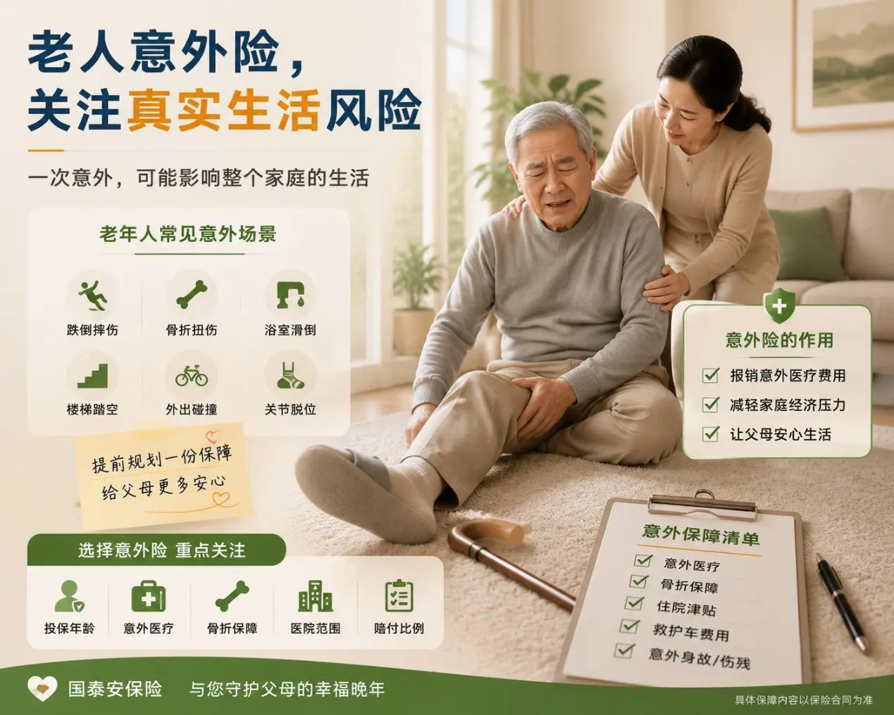 老人摔倒后才发现，意外险真正需要关注的是这些细节(图1)