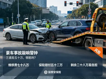 撞了豪车修车几十万三者险买五十万够赔吗？真实案例敲响警钟(图1)